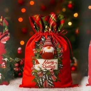 Săculeț de Crăciun 40x28cm, din Material Textil cu Șnur - Img 2