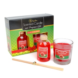 Set lumanare parfumata si parfum - mere si scortisoara - 120 g + 100 ml - Img 2