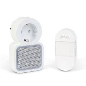 Sonerie wireless digitală fără baterie - Kinetic - priză 220-240V AC - albă - LED albastru