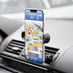 Suport de telefon – fixabil pe grila de ventilație – negru