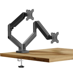 Suport pentru monitor și televizor - cu braț dublu, telescopic - cu fixare pe blat - 45 cm, 32"