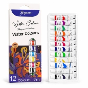 Tempera Acuarele la Tub 9ml pe Baza de Apa 12/set Diferite Culori