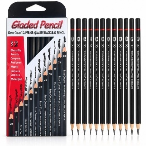 Creioane Grafit Profesionale 12 Buc/Set, 12 Seturi/Tipla pentru Desen si Schite, Grade 2H–8B, Diferite Duritati - Img 3