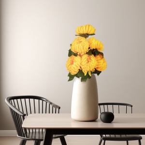 Decor plastic - crizantema - galben - 12 x 58 cm