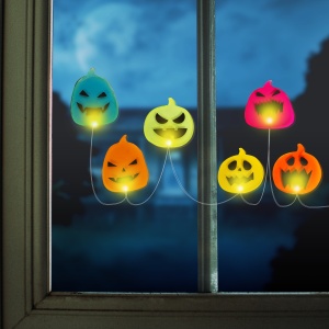 Decoratiune fereastra LED Halloween - gel - dovleac - 85 cm