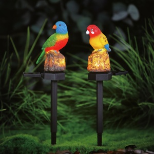 Decorațiune solară cu țăruș - papagal - 1 LED alb cald - 8 x 60 x 41 cm