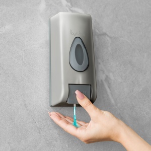 Dozator de săpun cu pompă manuală - 350 ml - perete - argintiu