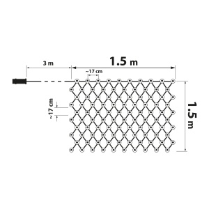 Grilă luminoasă LED - cu 100 LED-uri alb cald - 1,5 x 1,5 m - 230 V - cu telecomandă - Img 2