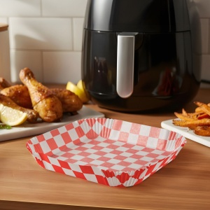 Hârtie de copt pentru Air fryer - pentru gătit fără ulei - carouri, pătrat - 20 cm - 50 bucăți / pac