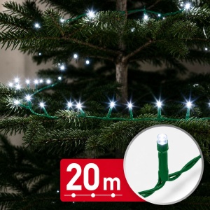 Instalație luminoasă – 20 m – alb rece – 400 LED – 100–240 V – 6 W – cablu verde