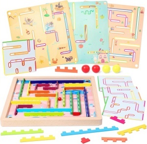 Joc Labirint Magnetic Multifunctional, cu 4 Desene pentru Copii, 29,5x29,5cm
