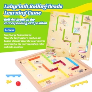 Joc Labirint Magnetic Multifunctional, cu 4 Desene pentru Copii, 29,5x29,5cm - Img 3