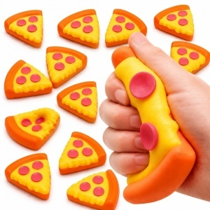 Jucărie Squishy Pizza 9x7cm, Anti-Stres, Slow Rising, Model Pizza Slice