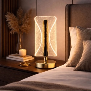Lampă LED Decorativă 20.5cm, Model Cristal cu Efect Sclipitor, 3 Moduri de Lumină, Control Touch, Reîncărcabilă USB - Img 3