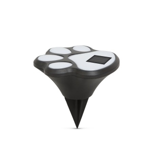 Lampă solară LED - amprentă labă de câine, cu țăruș - plastic - negru