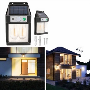 Lampa Solara Led cu Senzor de Miscare 16x10cm de Perete, cu 2 Becuri 777-2W