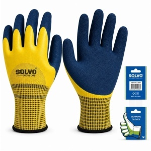 Manusi de Protectie Acoperite cu Latex 12/set, Impermeabile si Antiderapante, Model 10/XL, Galbene