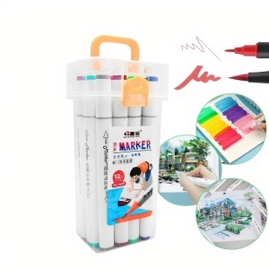 Markere Colorate 12/set in Gentuta Transparenta 14cm din Plastic
