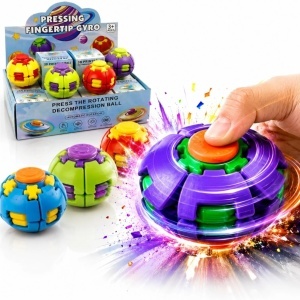 Minge Spinner Antistres 3D 12/set, 5.5cm, Fingertip Gyro cu Rotire Automată și Buton de Apăsare, Diferite Culori
