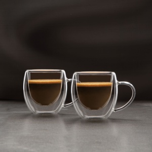 Pahar din sticlă cu perete dublu - 80 ml - 2 flacoane / ambalaj