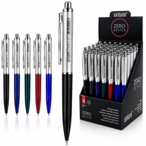 Pix cu Bila 36/set, Retractabil, Scriere Albastra, Diferite Culori