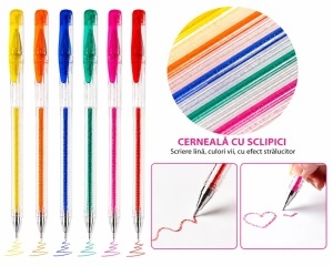Pix cu Gel Glitter 6/set, Diferite Culori - Img 2