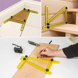 Riglă din plastic tip șablon pentru unghiuri, ghimpată