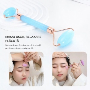 Rola Facială și Gua Sha, pentru Masaj Facial, 14.5cm Diferite Culori - Img 3