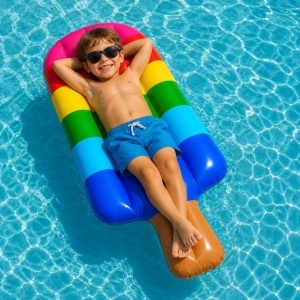 Saltea Gonflabilă 112cm, Model Înghețata Curcubeu, PVC - Img 2