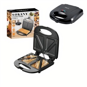 Sandwich Maker Electric 24x24cm, cu Plăci Antiaderente Design Compact