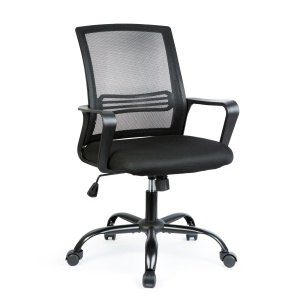 Scaun de birou rotativ – cu cotiere fixe – negru – 70 x 51 / 52 x 50 cm