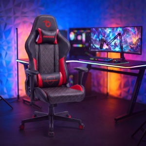 Scaun gaming TitanForce cu perne - negru/roșu - 122 x 65 x 53 cm