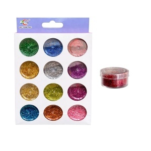 Sclipici Pulbere 12/set, în Recipient Transparent 2,5cm, Diferite Culori