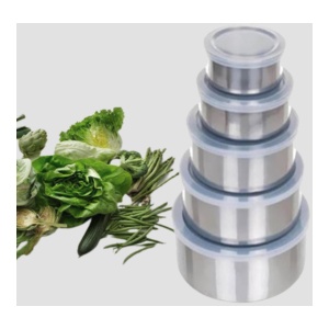 Set 5 casolete metalice cu capace, de mărimi diferite