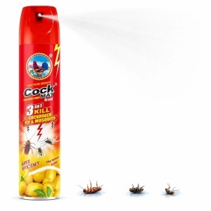 Spray Anti-Insecte Cock Mat 400ml, 3 în 1 cu Aromă Lămâie pentru Gândaci, Muște și Țânțari