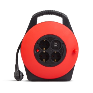 Tambur cablu cu cadru din plastic – 3 x 1,5 mm² - 2x USB - 10 m - Img 2