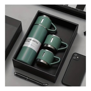 Termos cu 2 cesti - verde si negru