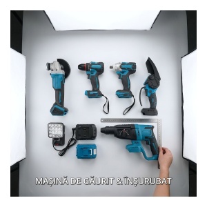 Trusa scule 6 in 1 cu 2 acumulatori 48V