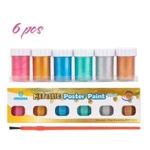 Acuarele la Borcan 22ml Metallic 6/set, Diferite Culori cu Pensula