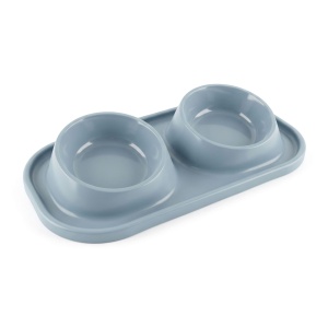 Bol dublu pentru hrană - plastic - 41 x 22 x 8 cm