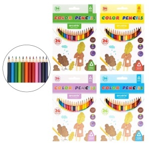 Creioane Colorate 17cm Clasice 24 Culori, din Lemn 6/set Diferite Culori