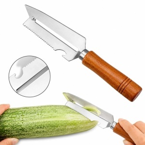 Cuțit Multifuncțional 10/set, din Inox 21cm, pentru Tocat Varză și Decojit Legume, Mâner din Lemn