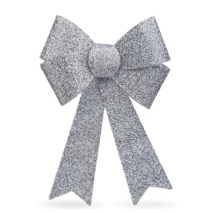 Decor fundiță LED - lucios - argintiu - 11 LED-uri culori - 40 x 30 cm - Img 2