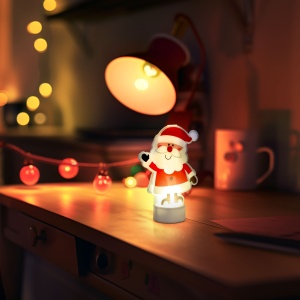 Decorațiune cu LED-uri - Alb cald - Moș Crăciun - Funcționează cu baterii