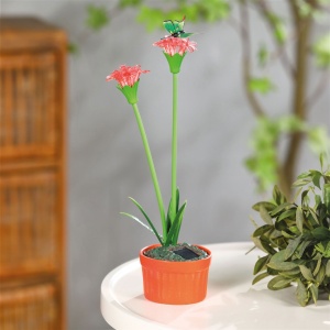 Floare solară colorată - 8 x 8 x 32 cm - 10 LED-uri alb cald - roșie - Img 2
