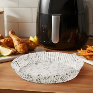Hârtie de copt pentru Air fryer - pentru gătit fără ulei - cu model, rotund - 23 cm - 50 bucăți / pa