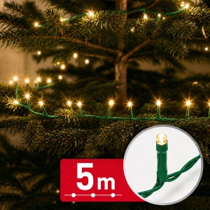 Instalație luminoasă – 5 m – alb cald – 100 LED – 100–240 V – 6 W – cablu verde