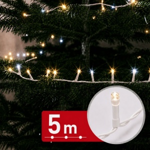 Instalație luminoasă - 5 m - 200 alb cald & 50 alb rece LED - 100-240V - 6W - cablu alb