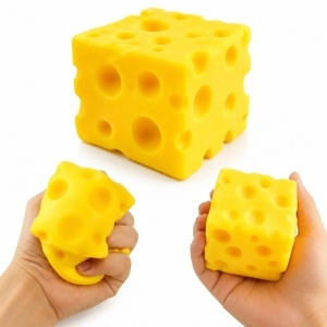 Jucărie Squishy Cheese Cube 6.5x6.5cm Anti-Stres, Slow Rising, Model Branza