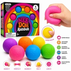 Jucărie Squishy Minge 6/set, Mingi Antistres 4cm Slow Rising, Antistres, Moale și Elastică, Diferite Culori